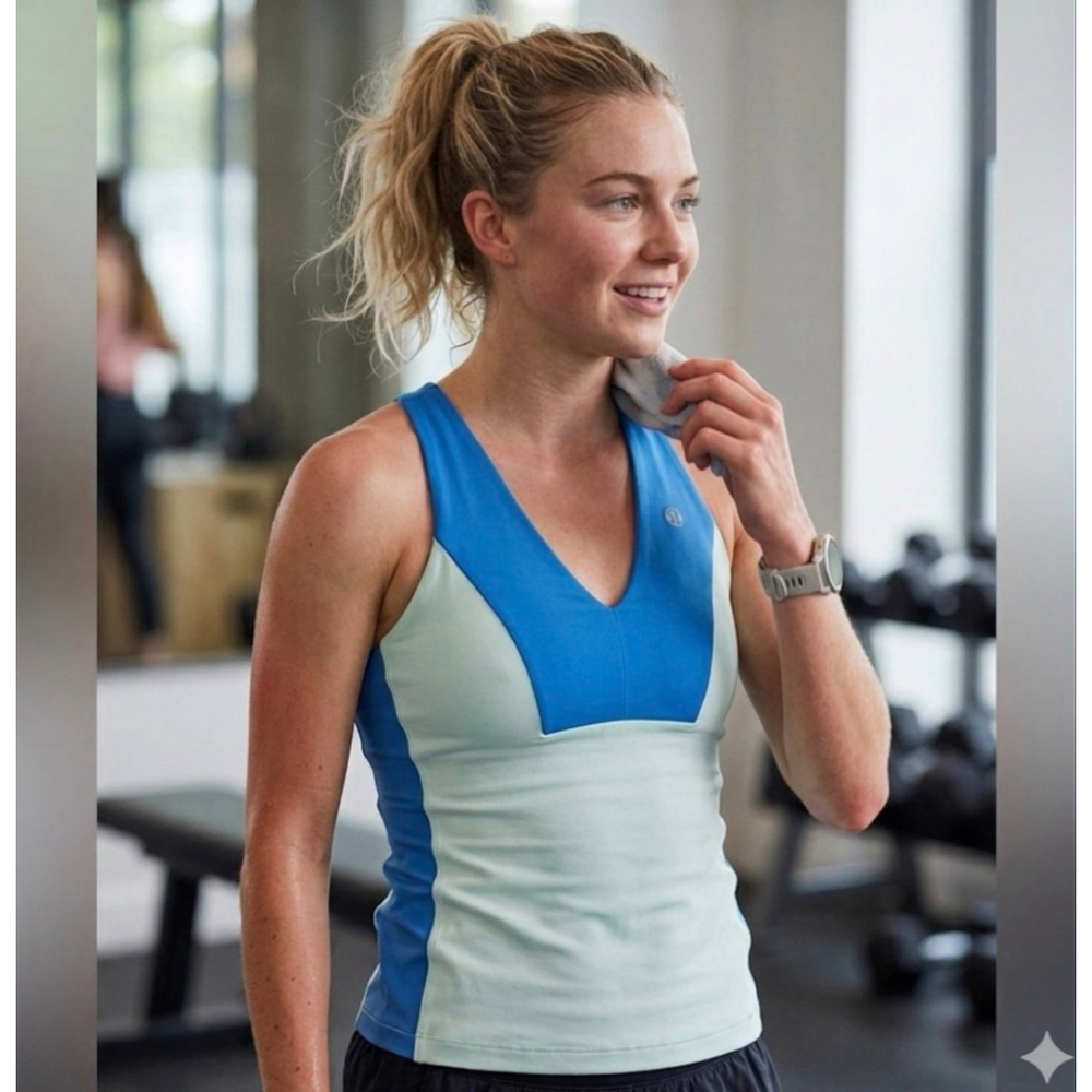 Lululemon teal/blue halter top with built in bra